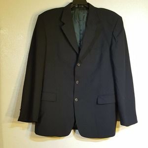 Emanuel Ungaro 100% Wool Suit Jacket Sport Coat Blazer 43R Black